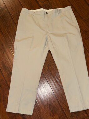 L.L.Bean Mens Classic Fit Chino Pants 44x29 Stone Khaki Cotton